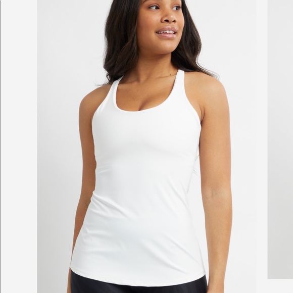 SAVVI KUMA Small White Criss Cross Back Padded Shelf Bra Tank Top - Picture 2 of 6